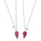 Coliere Copii, BFF, Inimă, Set 2 Bucăți, Culoare Fucsia, Glitter