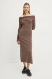 Hollister Co. rochie culoarea maro, midi, mulată, KI359-4343