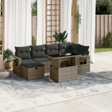 Gossi set canapele de gradina, 7 piese, cu perne, gri, poliratan