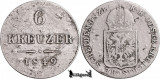 1849 C (Praga), 6 Kreuzer - Franz Joseph I - Imperiul Austriac, Europa, Argint