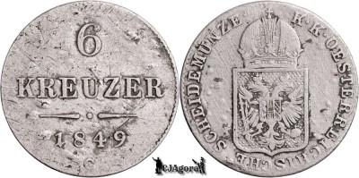 1849 C (Praga), 6 Kreuzer - Franz Joseph I - Imperiul Austriac foto