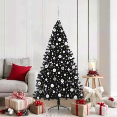 vidaXL Pom de Crăciun artificial pre-iluminat Negru 180 cm PVC 3397146