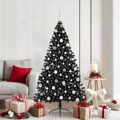 vidaXL Pom de Crăciun artificial pre-iluminat Negru 180 cm PVC 3397146 foto