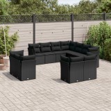 Cumpara ieftin Set canapele de grădină cu perne, 11 piese, negru, poliratan