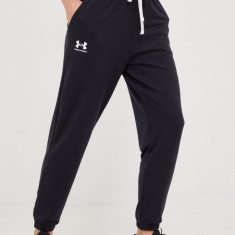 Under Armour pantaloni de trening femei, culoarea negru, neted