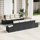 Cumpara ieftin Set de canapele pentru grădină cu pernă 8 pcs Negru, Crem