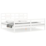 Cumpara ieftin Cadru pat cu tablie 200x200 cm, alb, lemn masiv