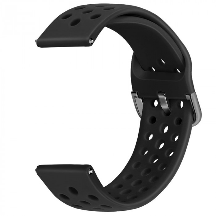 Curea silicon compatibila Galaxy Watch 6|Watch 5|Watch 4|Huawei Watch GT 3 42mm|GT 3 Pro 43mm|GT 2 42mm, Negru