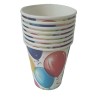 Set 10 pahare, flippy, imprimeu cu baloane, din carton, 250 ml, 7.5 x 8.5 x 5.2 cm, multicolor