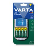Cumpara ieftin Incarcator Baterii Reincarcabile, Include 4x AA LR6 2600mAh, LCD CHARGER cu Alimentator AUTO si USB, Varta 57070 201 401