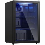 HOMCOM Frigider pentru băuturi 70 L, răcitor pentru 70 doze cu ușă dublă din sticlă, raft reglabil, iluminare LED Negru | Aosom Romania