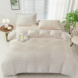 Cumpara ieftin Lenjerie de pat dublu cocolino,4 piese.cearceaf normal,dungi,crem-92683