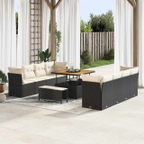 Cumpara ieftin Set de canapele pentru gradina 11 buc. Negru poliratan