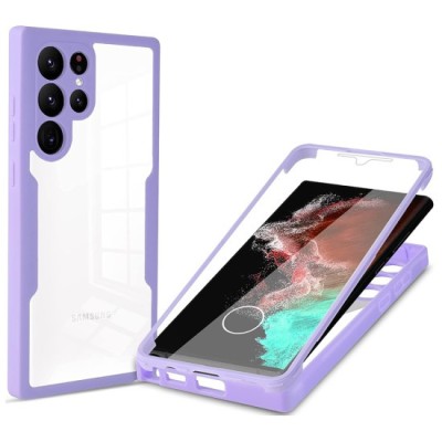 Husa pentru Samsung Galaxy S22 Ultra 5G + Folie - Techsuit ColorVerse 360 Series - Purple foto