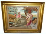 &bdquo;Samariteanca la f&acirc;nt&acirc;nă&rdquo; broderie cu mătase și fir de l&acirc;nă, Anglia, cca. 1800