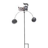 Decoratiune metalica gradina Pisica gri la panda Pendul 116 cm, Jad