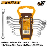 Trusa chei inelare cotite 6-22 mm 8 pcs - Ingco HKSPA3088