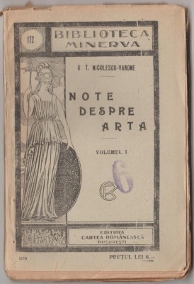 G.T. Niculescu-Varone - Note despre arta (vol. I) foto