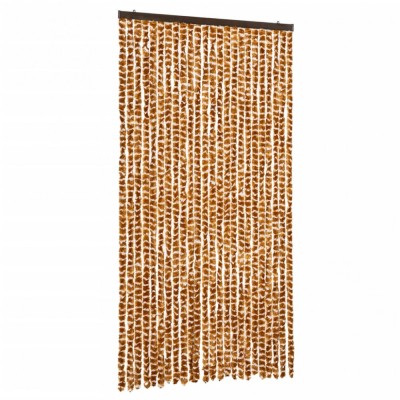 Perdea pentru insecte, ocru si alb, 100 x 220 cm, chenille foto