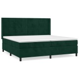 Cumpara ieftin Pat box spring cu saltea, verde inchis, 200x200 cm, catifea