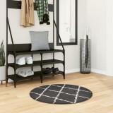 vidaXL Covor pufos &quot;PAMPLONA&quot; fire &icirc;nalte negru/crem modern &Oslash; 80 cm