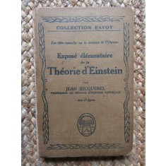 Expos&eacute; &eacute;l&eacute;mentaire de la th&eacute;orie d&#039;Einstein - Jean Becquerel