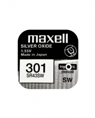 Baterie ceas Maxell SR43SW V301 AG12 1.55V oxid de argint 1buc foto