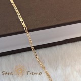 Bratara placata cu aur 18K, model clasic 3-cu-1 cu zale mici plate - 20 cm