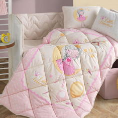 Set Complet Lenjerie Patut Bebe Moon Roz (Bumbac 100%)