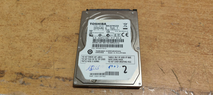 HDD Laptop Toshiba 320GB Sentinel 100% Sata #A5265