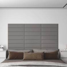 vidaXL Panouri de perete, 12 buc. gri deschis 60x15 cm textil 1,08 m&sup2; 343817