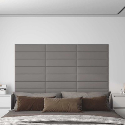 vidaXL Panouri de perete, 12 buc. gri deschis 60x15 cm textil 1,08 m&amp;sup2; 343817 foto