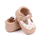 Cumpara ieftin Pantofiori crem cu alb si floricele brodate (Marime Disponibila: 3-6 luni