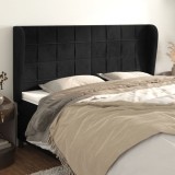 Gossi tablie de pat cu aripioare, negru, 183x23x118/128 cm, catifea