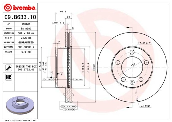 BREMBO 09.B633.10 PRIME LINE Disc frana