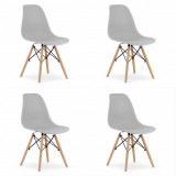 Set 4 scaune stil scandinav, Artool, Osaka, PP, lemn, gri, 46x54x81 cm