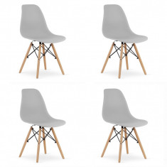 Set 4 scaune stil scandinav, Artool, Osaka, PP, lemn, gri, 46x54x81 cm foto