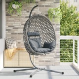vidaXL Scaun Egg Suspendat cu Suport Gri din Răchită