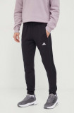 Adidas pantaloni de trening din bumbac culoarea negru, uni HZ2218