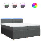 Cumpara ieftin Pat box spring cu saltea, gri inchis, 200x200 cm, textil