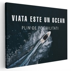 Tablou mesaj motivational viata este un ocean 1464 Tablou canvas pe panza CU RAMA 20x30 cm