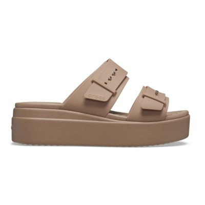 Sandale Crocs Women&amp;rsquo;s Brooklyn Low Wedge Sandal Maro - Latte foto