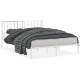 Cumpara ieftin Cadru de pat metalic cu tablie, alb, 150x200 cm