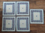 Lot 5 servete vechi cusatura manuala traditionala pe etamina, 38x35cm