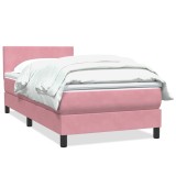 Cumpara ieftin Pat box spring cu saltea, roz, 80x220 cm, catifea