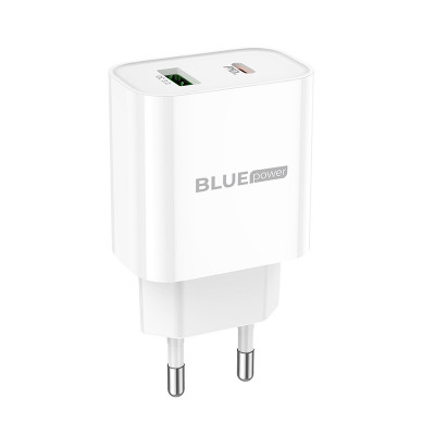 Incarcator Retea BLUE Power BC80A, 20W, 3A, 1 X USB-A &amp;ndash; 1 X USB-C, Alb foto