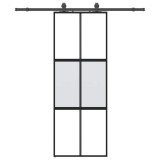 Cumpara ieftin Usa glisanta cu set feronerie neagra 76x205cm sticla securizata