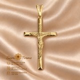 Pandantiv Cruce cu Iisus , 5 cm, placat cu aur 18K Brazilia