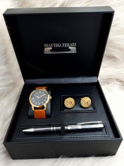 Set cadou pentru barbati Matteo Ferari, ceas, butoni, pix metalic MF070B110G foto
