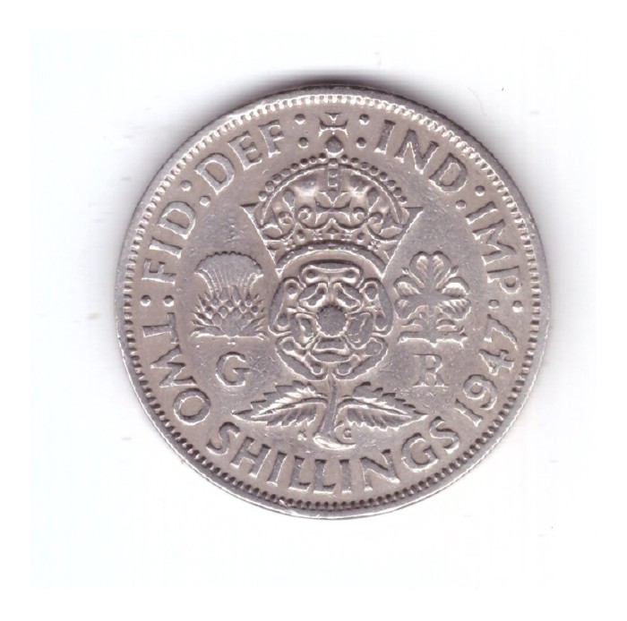 Moneda Anglia 2 shilling / 2 shillings 1947, stare buna, curata